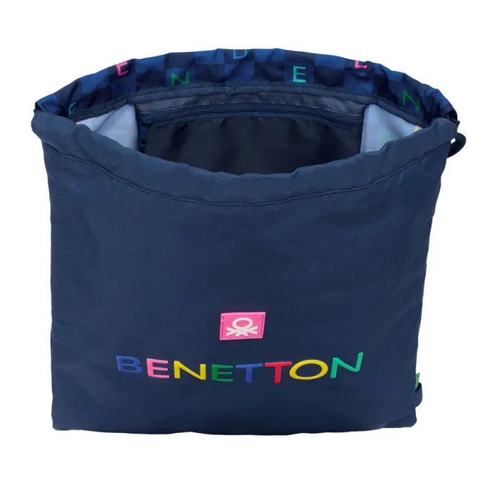 Раница с връвка Benetton Damero Морско син 35 x 40 x 1 cm