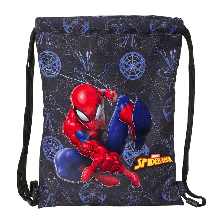 Раница с връвка Spider-Man Attack Черен 26 x 34 x 1 cm