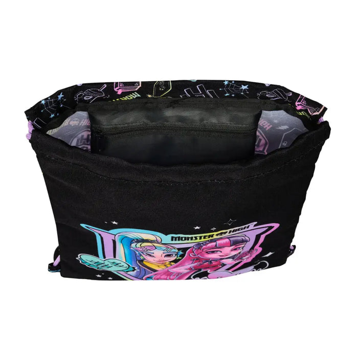 Раница с връвка Monster High Черен 26 x 34 x 1 cm