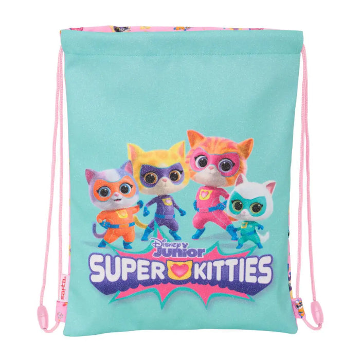 Раница с връвка SuperKitties Розов цвят тюркоаз 26 x 34 x 1