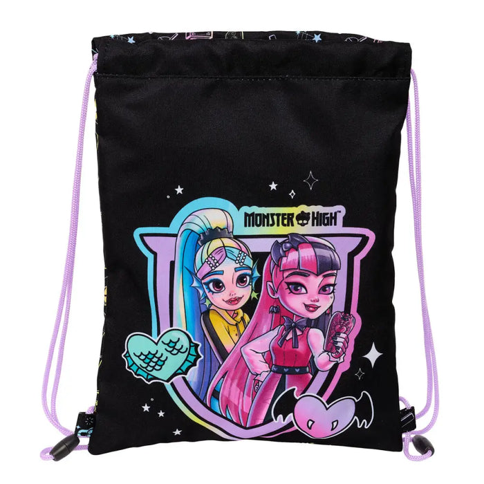 Раница с връвка Monster High Черен 26 x 34 x 1 cm