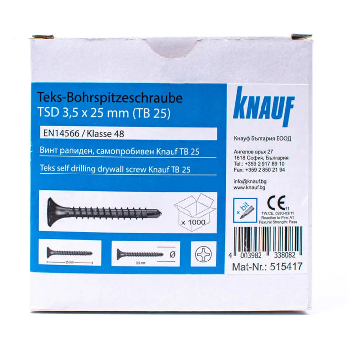 РАПИДНИ ВИНТОВЕ KNAUF TB 25ММ 1000 БР./КУТИЯ