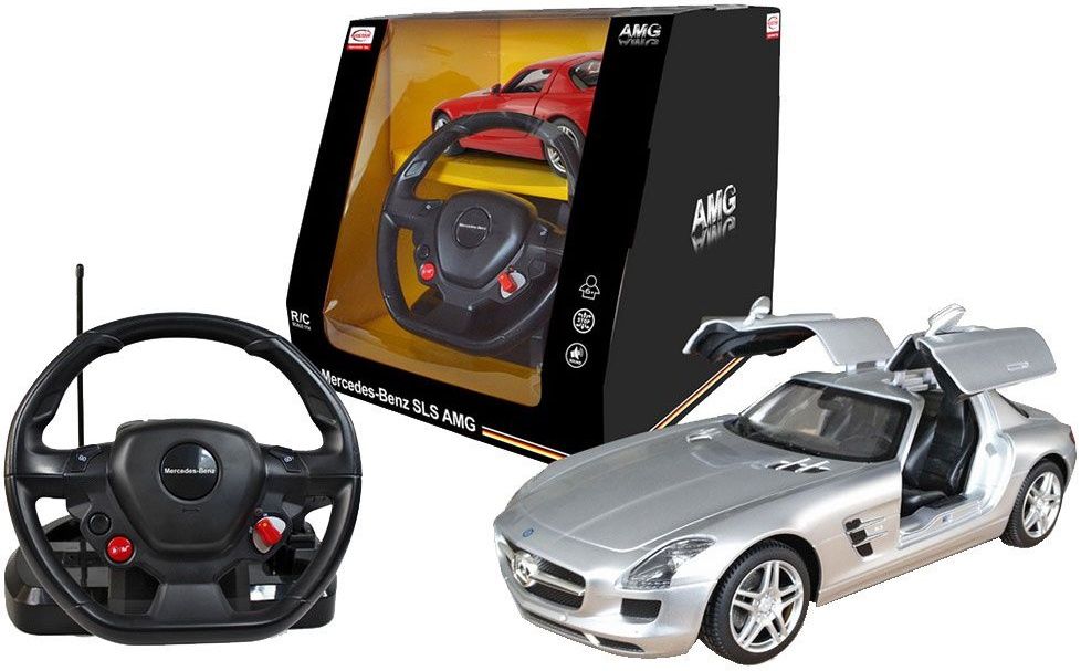 Играчка Rastar - Кола с волан контролер Mercedes-Benz SLS, 1:14, Бяла