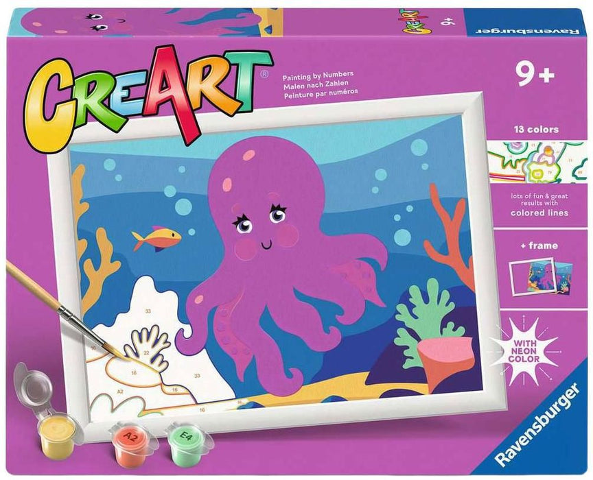 Комплект за рисуване по номера Ravensburger CreArt - Октопод (Neon)
