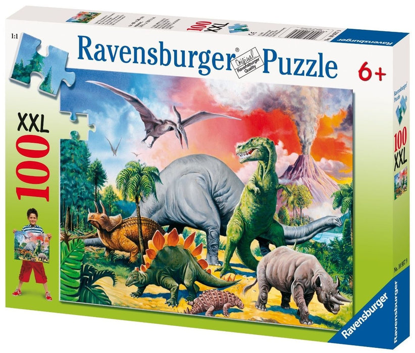 Пъзел Ravensburger от 100 XXL части - С динозаврите