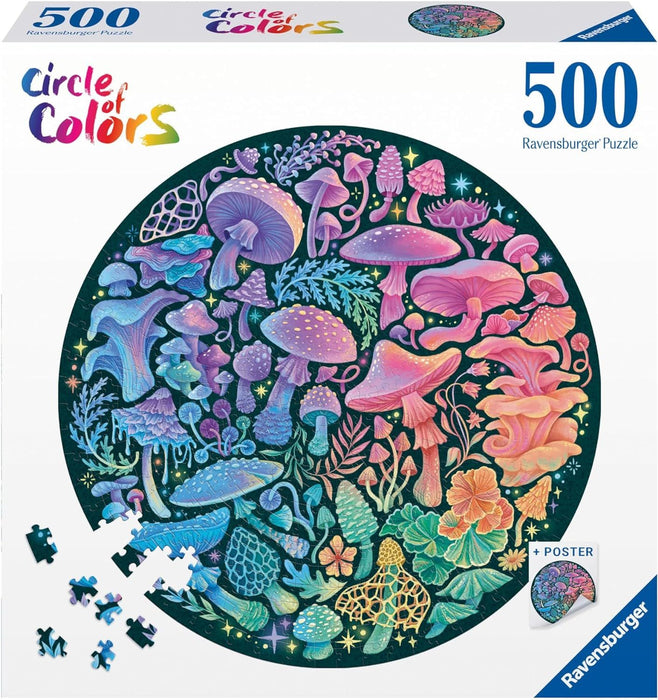 Кръгъл пъзел Ravensburger от 500 части - Гъби
