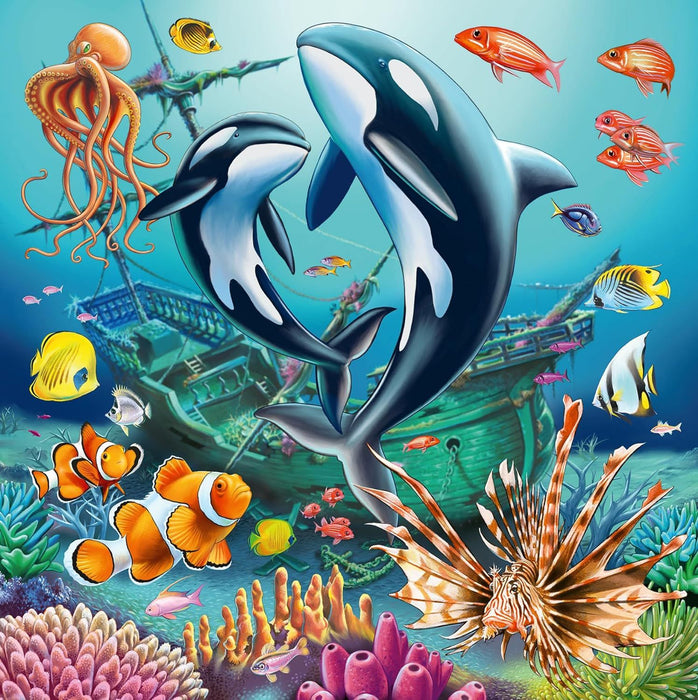 Детски пъзел Ravensburger 3 x 49 части - Под водата