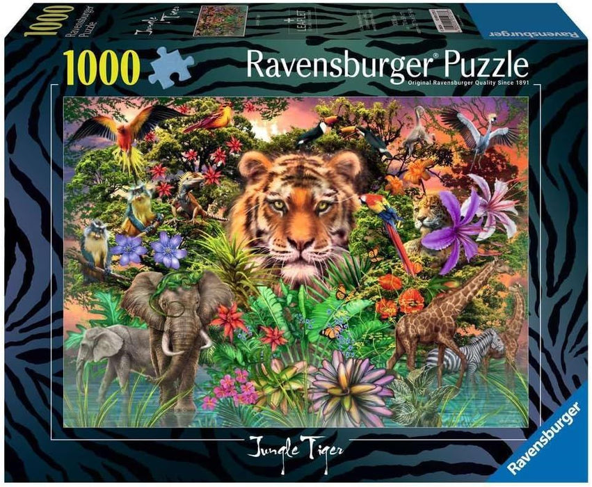 Пъзел Ravensburger от 1000 части - Тигър в джунглата
