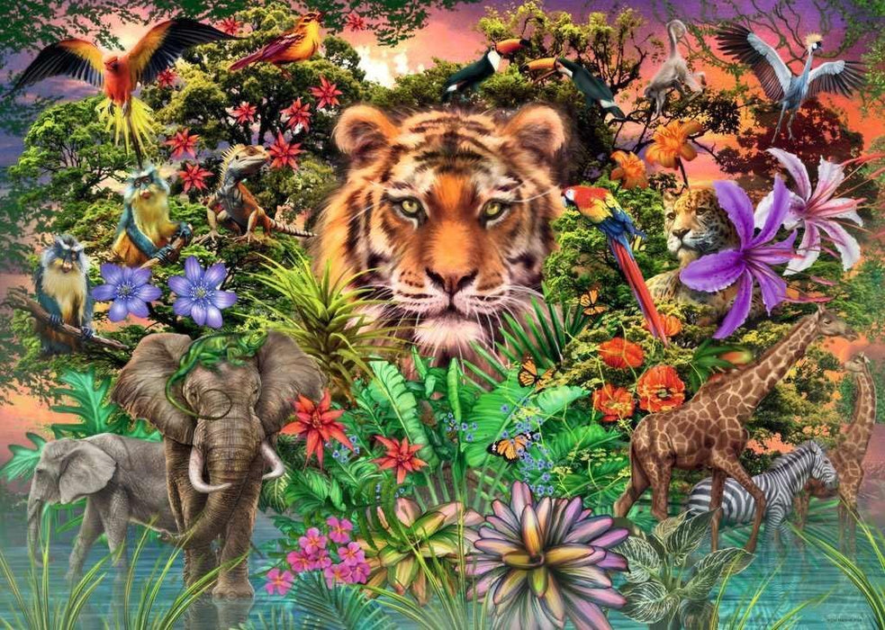 Пъзел Ravensburger от 1000 части - Тигър в джунглата