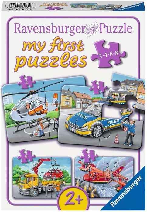 Детски пъзел Ravensburger 4 в 1 - Превозни средства за спешна помощ