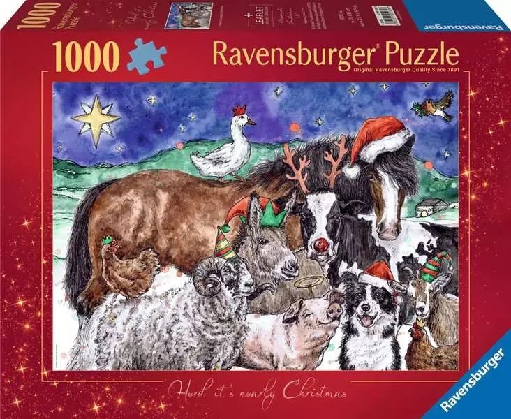 Пъзел Ravensburger от 1000 части - Коледна Ферма