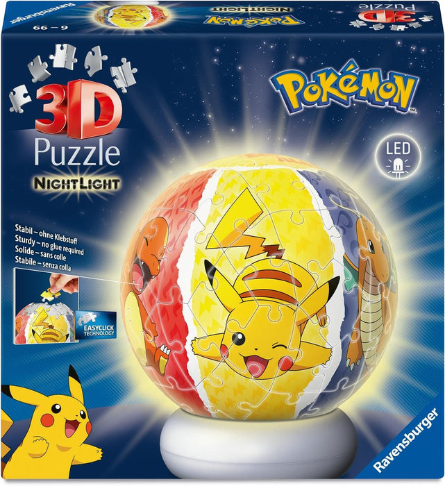 3D Пъзел Ravensburger от 72 части - Нощна лампа Покемон