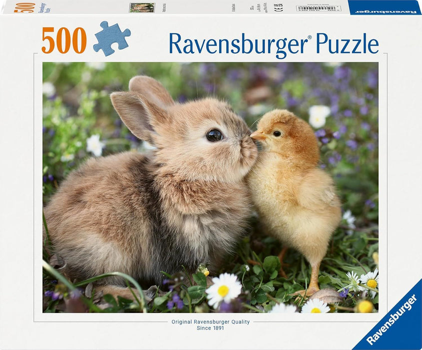 Пъзел Ravensburger от 500 части - Зайче и пиленце