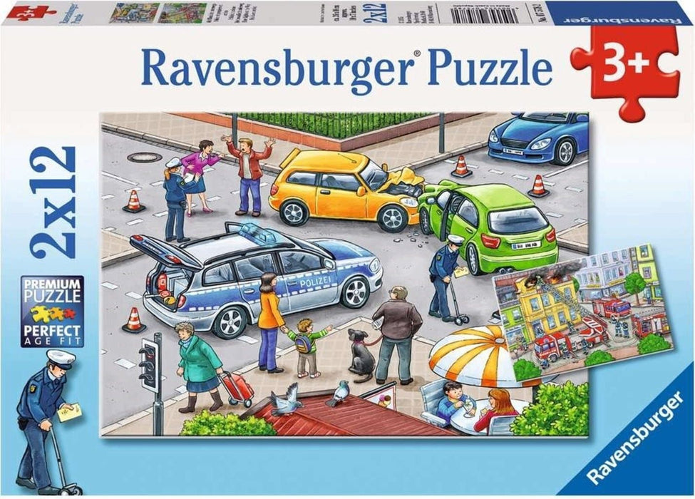 Пъзел Ravensburger от 2 x 12 части - Сини светлини по пътя