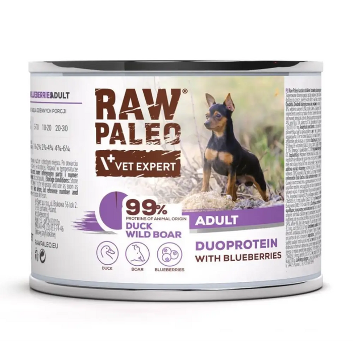 RAW PALEO Duoprotein Duck & Boar Adult - wet dog food - 200g