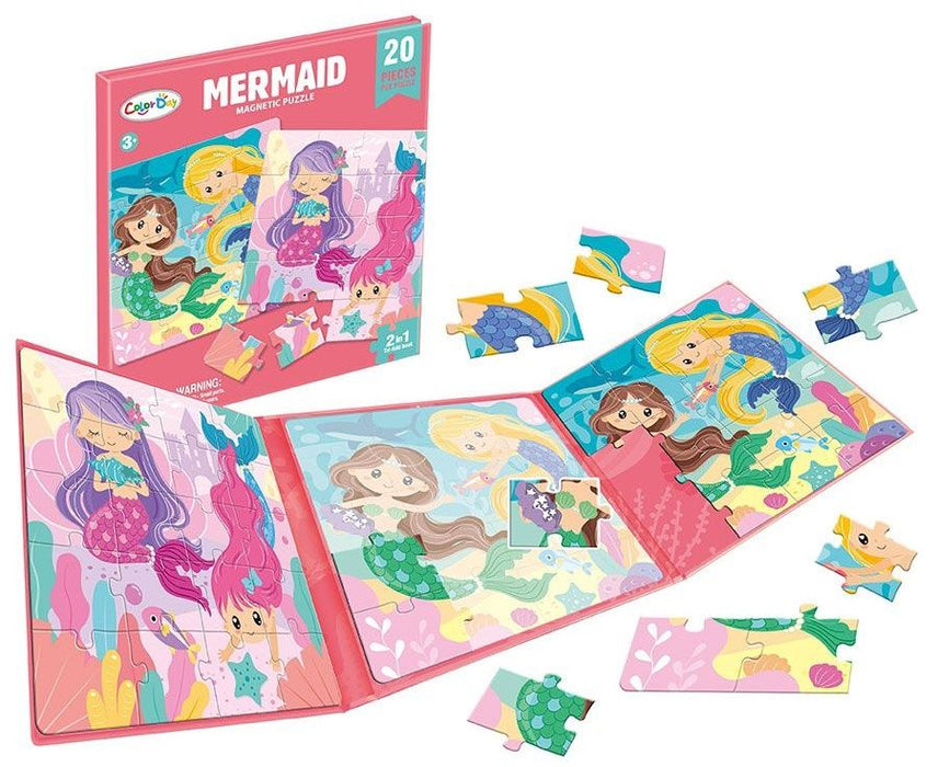 Магнитен пъзел 2 в 1 Raya Toys - Русалки, 2 х 20 части