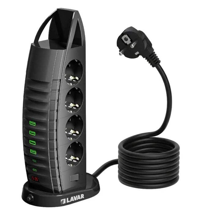 РАЗКЛОНИТЕЛ 8 ГНЕЗДА С 4 USB-A И 2 USB-C ЧЕРЕН LAVAR DUBAI