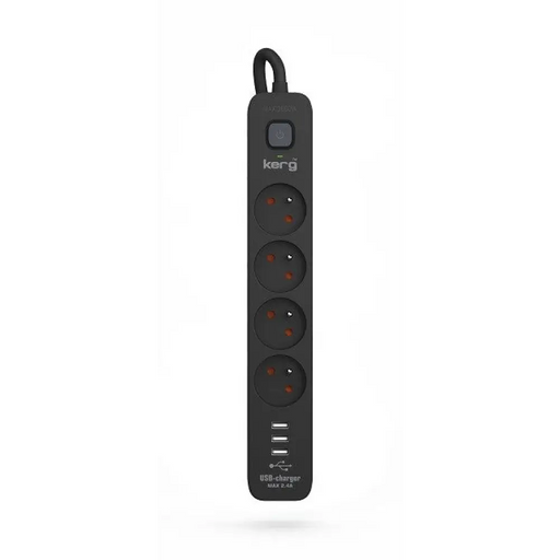 Разклонител KERG с прекъсвач-3USB 16A 1,5м