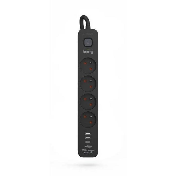 Разклонител KERG с прекъсвач-3USB 16A 1,5м