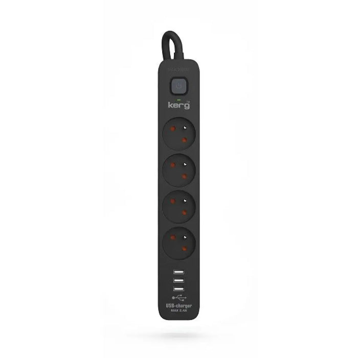 Разклонител KERG с прекъсвач-3USB 16A 3м