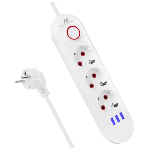 Разклонител Maclean удължител с 3 гнезда + 3xUSB 110-240V
