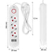 Разклонител Maclean удължител с 3 гнезда + 3xUSB 110-240V
