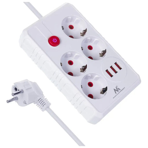 Разклонител Maclean удължител с 4 гнезда + 3xUSB 110-240V