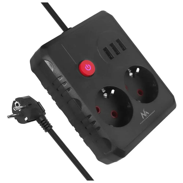 Разклонител Maclean удължител 2 гнезда + 3xUSB 110-240V AC