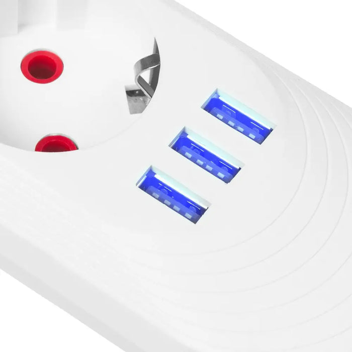 Разклонител Maclean удължител с 5 гнезда + 3xUSB 110-240V