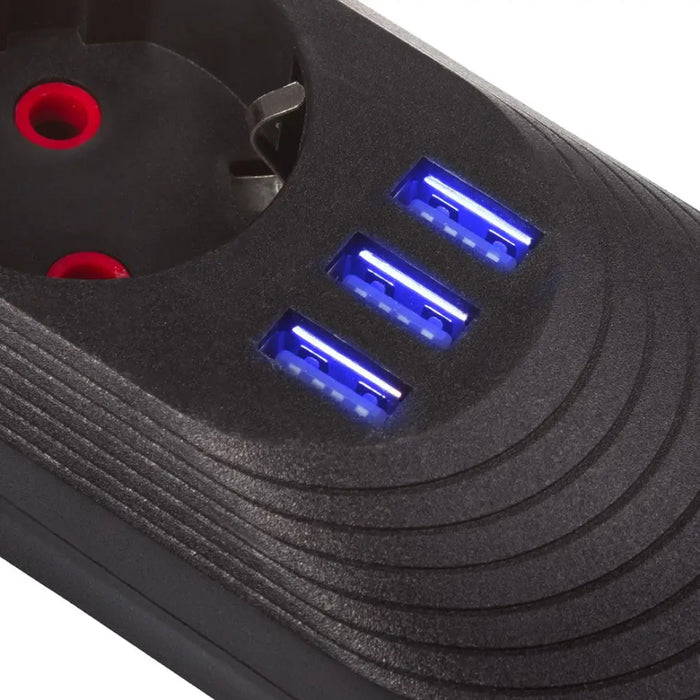 Разклонител Maclean удължител с 5 гнезда + 3xUSB 110-240V