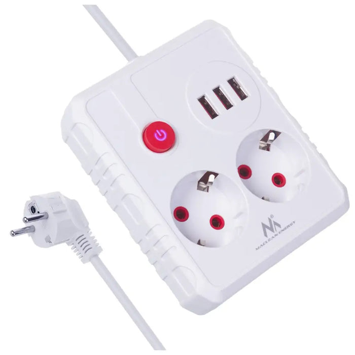 Разклонител Maclean удължител 2 гнезда + 3xUSB 110-240V AC