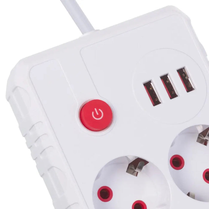 Разклонител Maclean удължител 2 гнезда + 3xUSB 110-240V AC