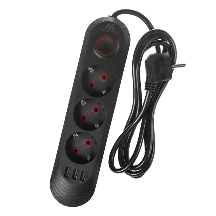 Разклонител Maclean удължител с 3 гнезда + 3xUSB 110-240V
