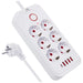 Разклонител Maclean удължител с 6 гнезда + 4xUSB 110-240V