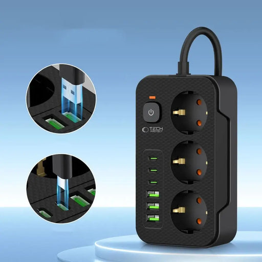 Разклонител Tech-Protect PC3X6 3 гнезда 240V + 3xUSB-A