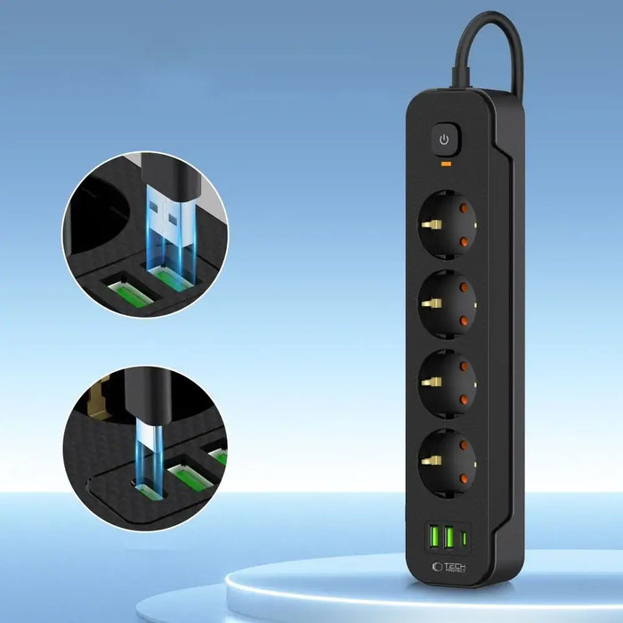 Разклонител Tech-Protect PCL4X3 4 гнезда 240V + 2xUSB-A