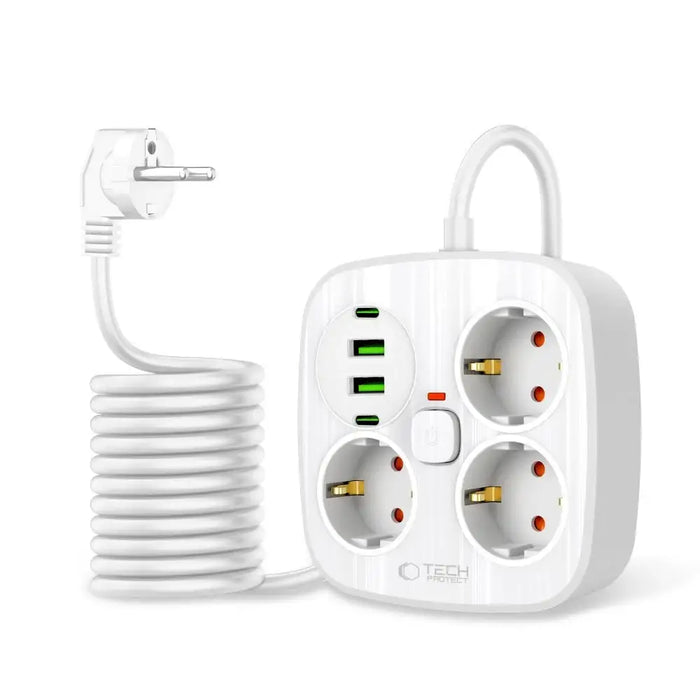Разклонител Tech Protect PCS3X4 3 гнезда 2xUSB A 2xUSB C