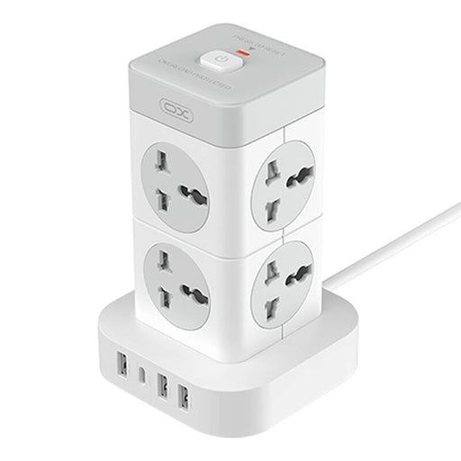 Разклонител XO WL21 8x AC 3x USB-A 1x USB-C бял