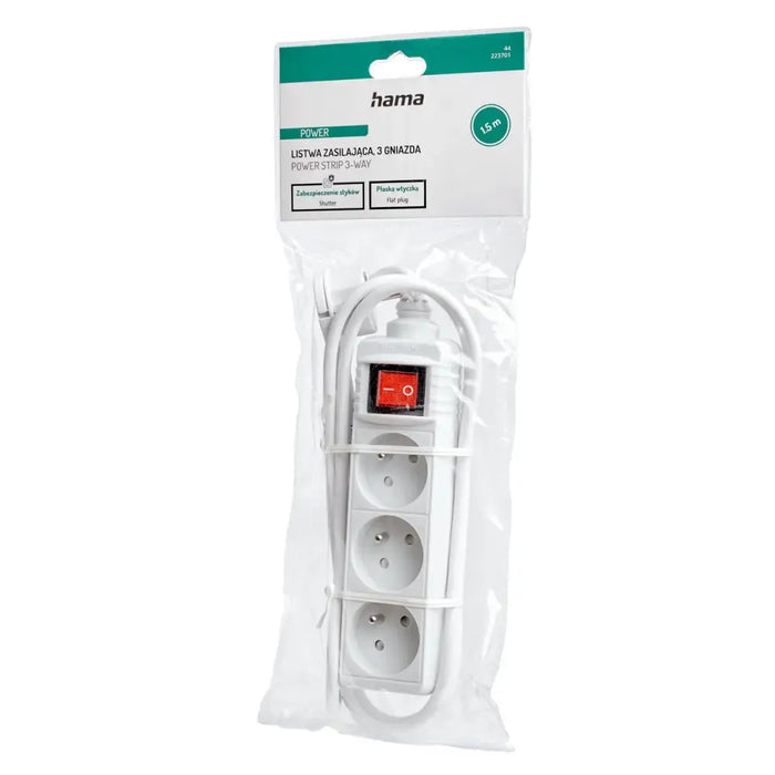 Разклонител Hama Standard 3 гнезда 1,5м бял