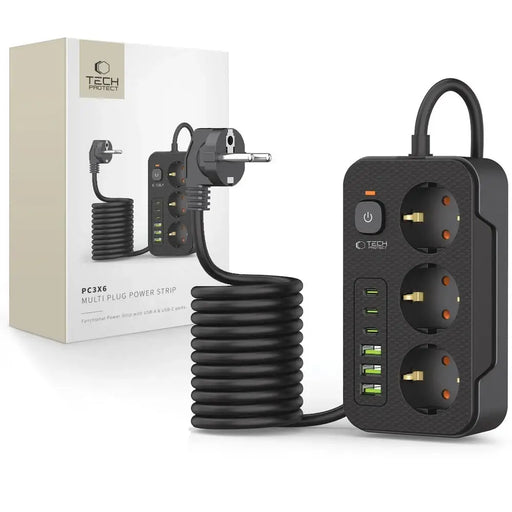 Разклонител Tech-Protect PC3X6 3 гнезда 240V + 3xUSB-A