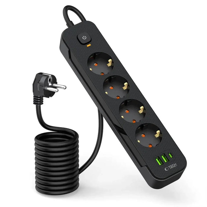 Разклонител Tech-Protect PCL4X3 4 гнезда 240V + 2xUSB-A