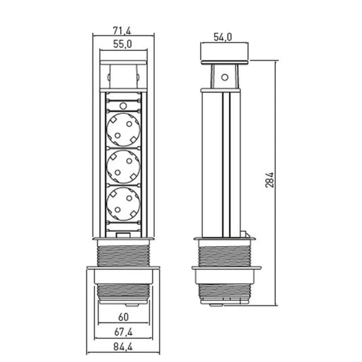 РАЗКЛОНИТЕЛ ЗА ВГРАЖДАНЕ 3 ГНЕЗДА С КАБЕЛ СРЕБРИСТ GTV