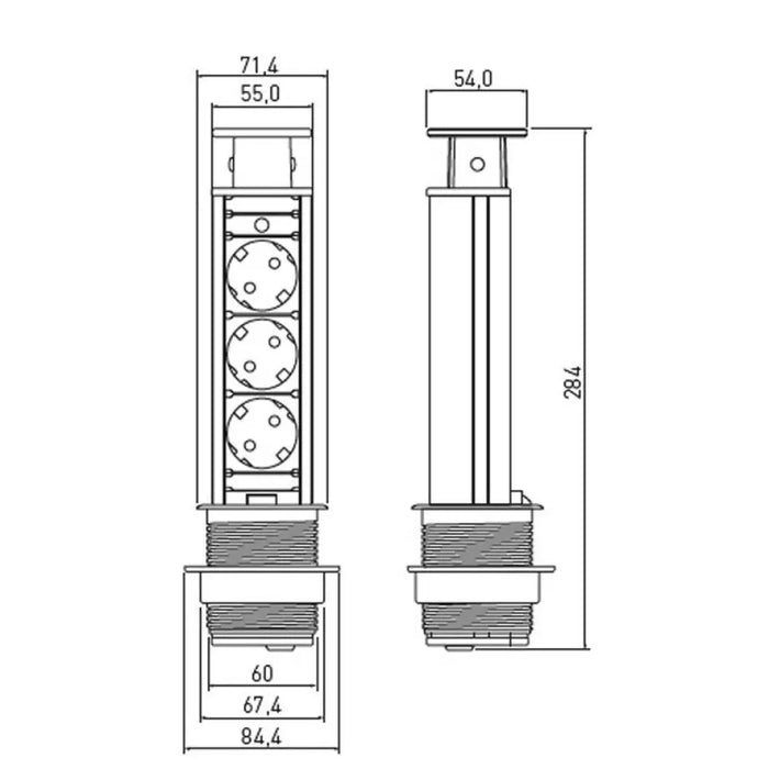 РАЗКЛОНИТЕЛ ЗА ВГРАЖДАНЕ 3 ГНЕЗДА С КАБЕЛ СРЕБРИСТ GTV