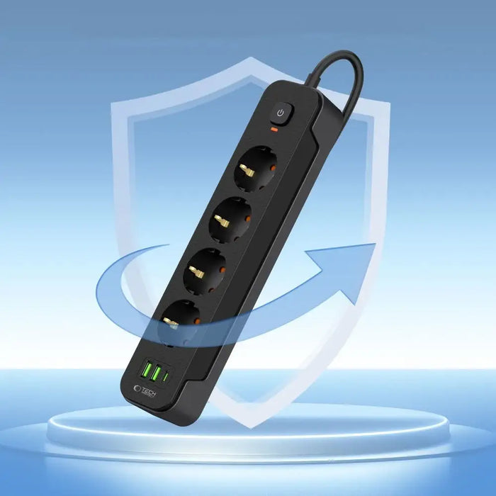 Разклонител Tech-Protect PCL4X3 4 гнезда 240V + 2xUSB-A