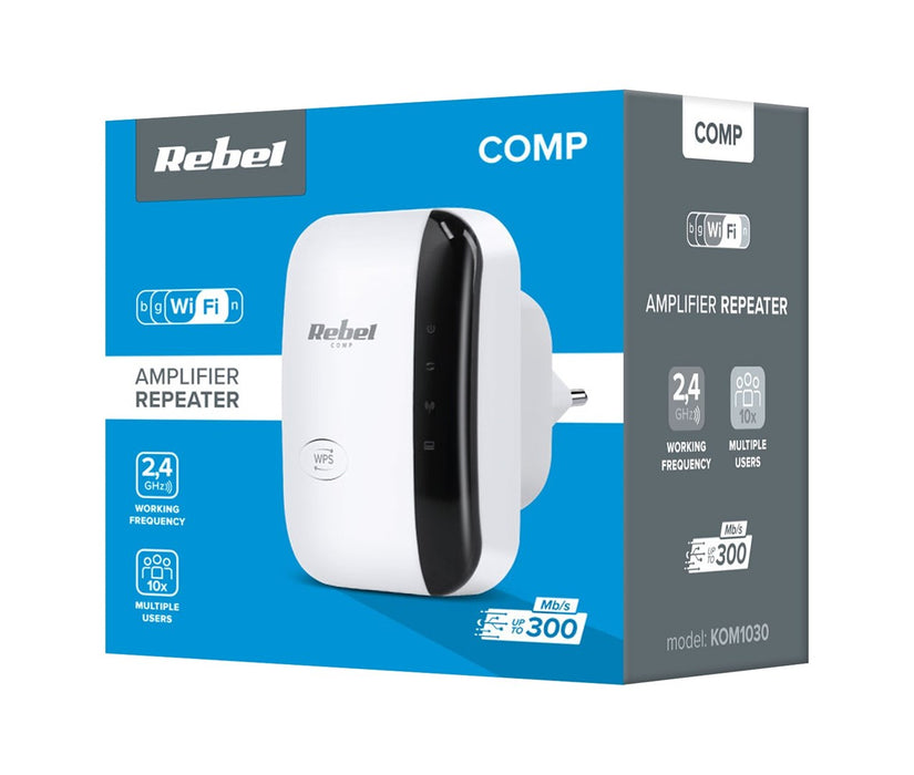 Усилвател на Wi-Fi сигнал Rebel KOM1030 бял