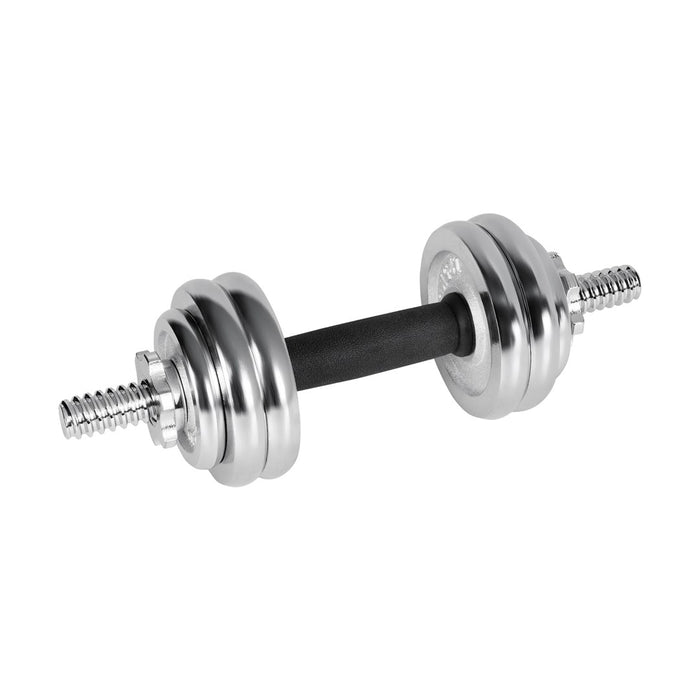 REBEL ACTIVE Хромирани регулируеми дъмбели в куфар 15 кг с щанга