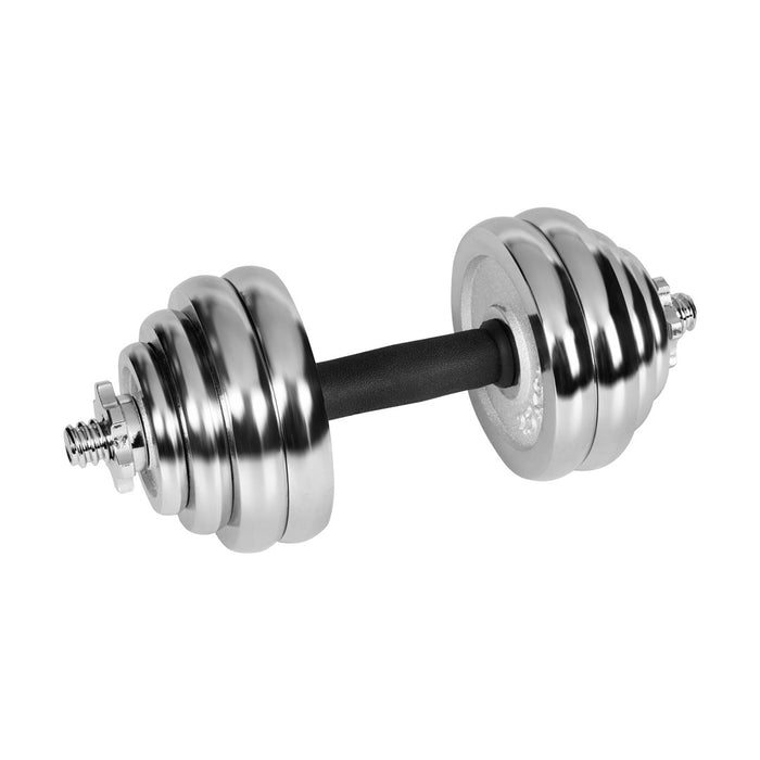 REBEL ACTIVE Хромирани регулируеми дъмбели в куфар 30 кг с щанга
