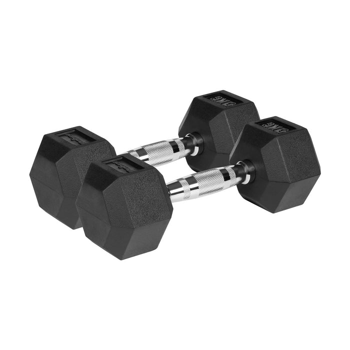 REBEL ACTIVE Дъмбели с гумено покритие от чугун 2x5 кг