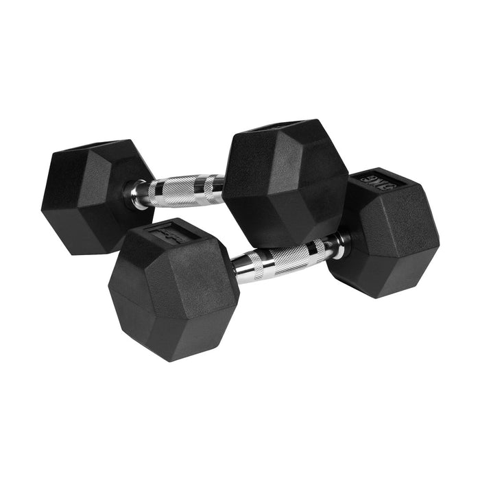REBEL ACTIVE Дъмбели с гумено покритие от чугун 2x5 кг