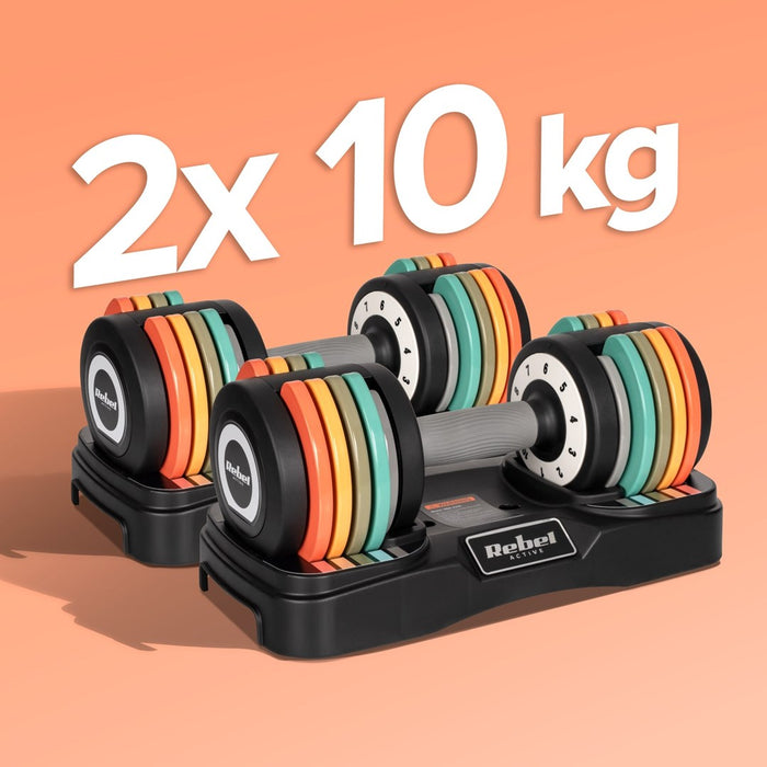 REBEL ACTIVE АВТОМАТИЧНИ ЧУГУНЕНИ ДЪМБЕЛИ 2X10 КГ RBA2335